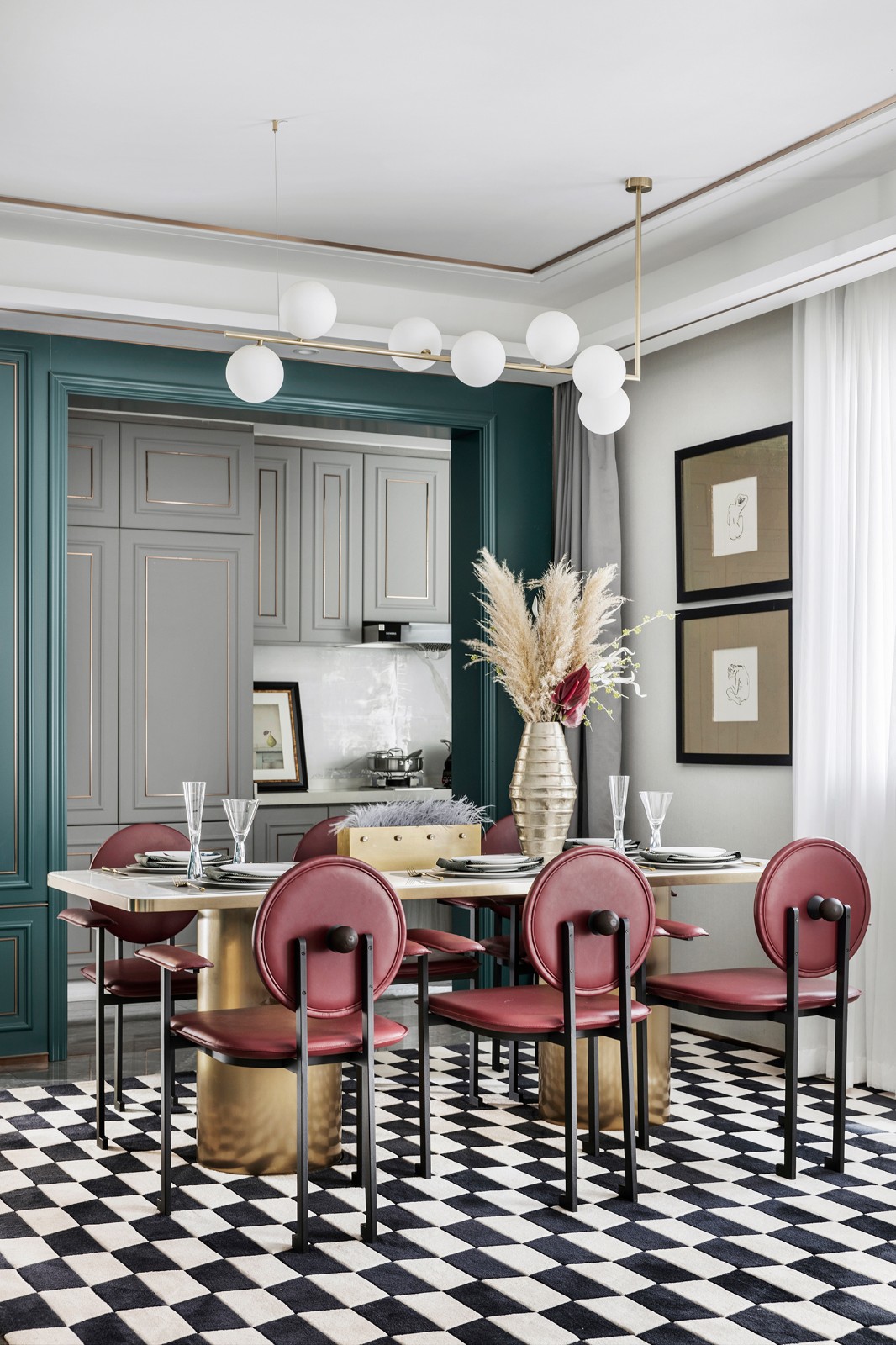 莫兰迪轻奢风格室内设计家装案例-餐厅 莫兰迪轻奢风格室内设计家装案例-餐厅