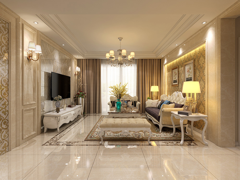 装修公司简欧风格室内装修效果图-客厅 装修公司简欧风格室内装修效果图-客厅