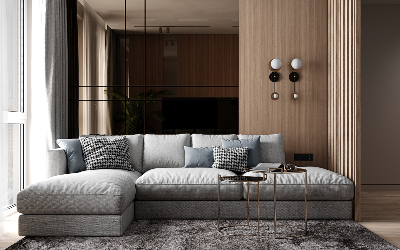 现代轻奢风格室内家装案例效果图-客厅 现代轻奢风格室内家装案例效果图-客厅