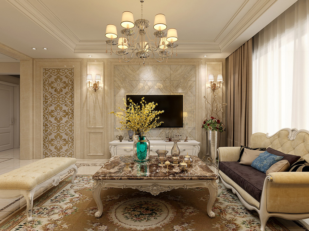 装修公司简欧风格室内装修效果图-客厅 装修公司简欧风格室内装修效果图-客厅