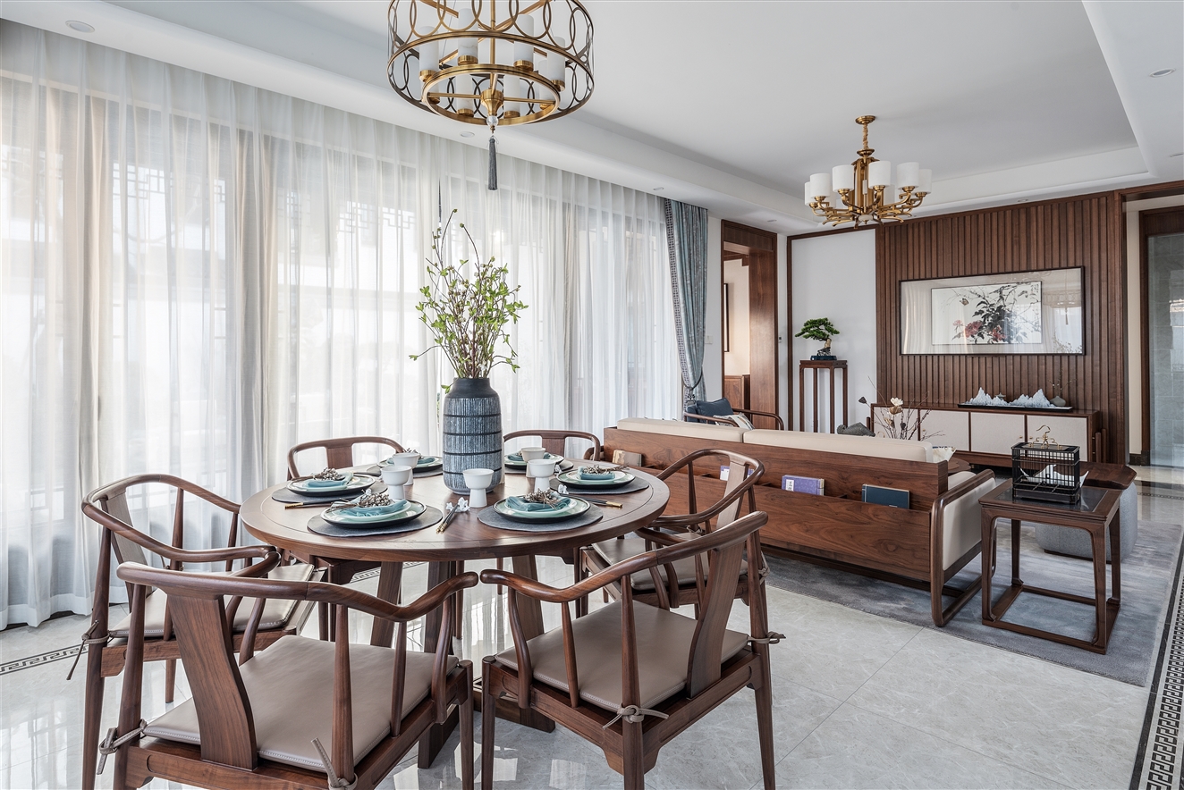 新中式风格室内家装案例效果图-餐厅 新中式风格室内家装案例效果图-餐厅