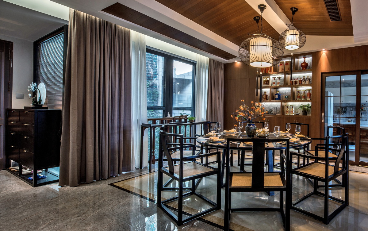 装修案例新中式风格室内装修效果图-餐厅 装修案例新中式风格室内装修效果图-餐厅