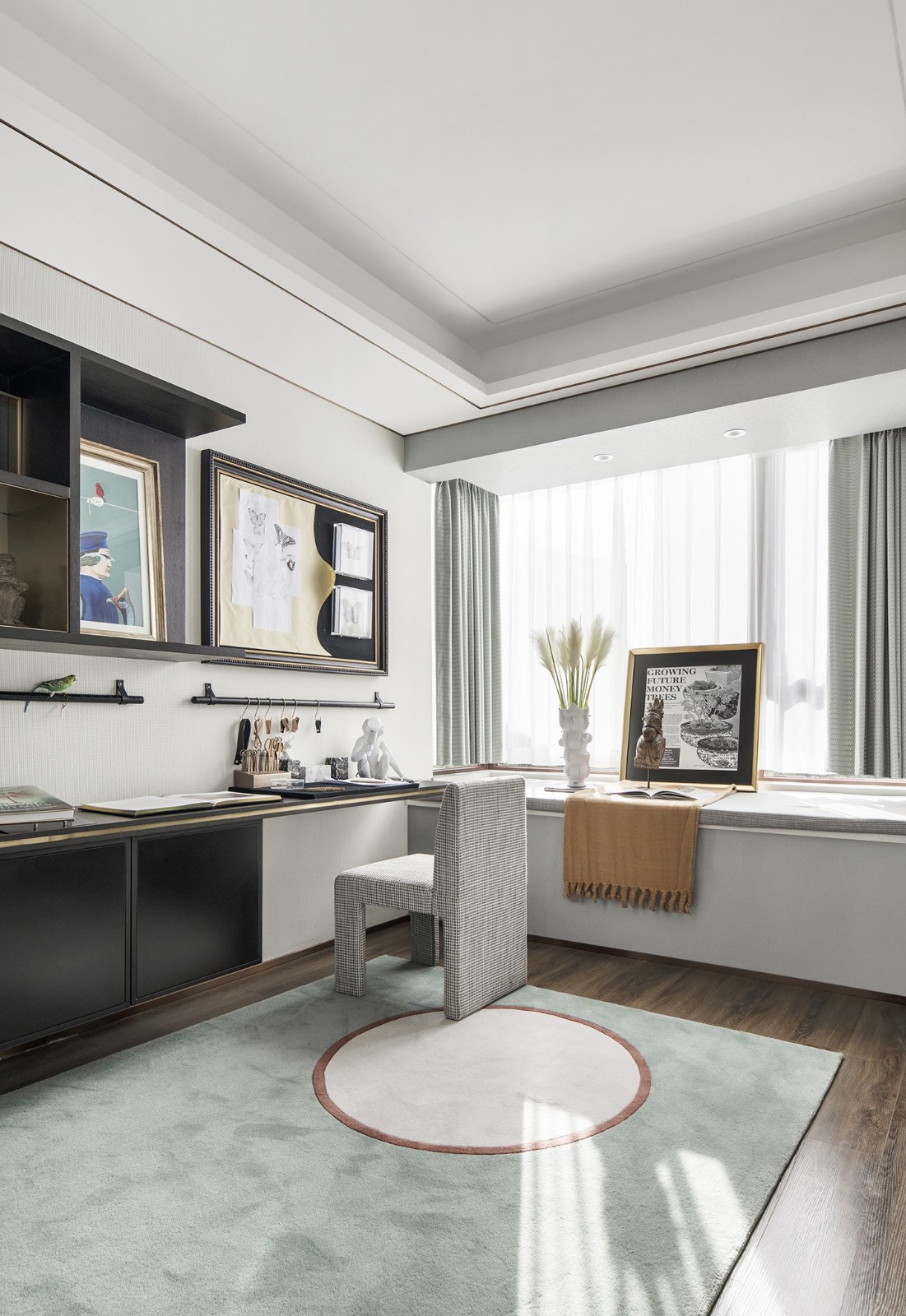 莫兰迪轻奢风格室内设计家装案例-书房 莫兰迪轻奢风格室内设计家装案例-书房