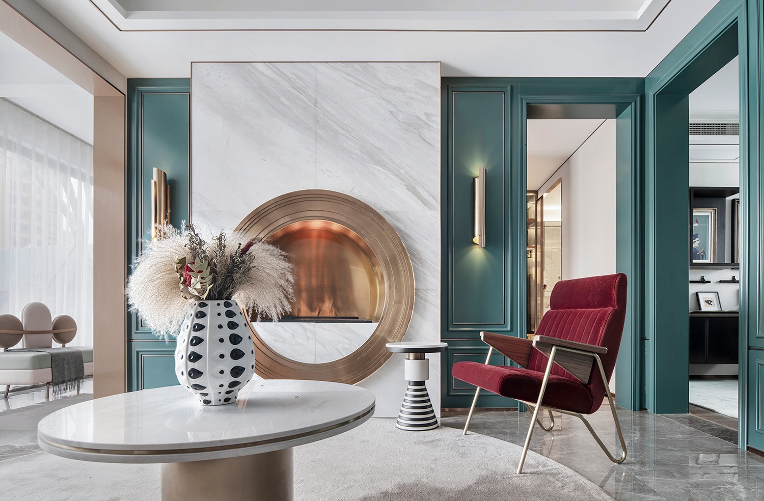 莫兰迪轻奢风格室内设计家装案例-客厅茶几 莫兰迪轻奢风格室内设计家装案例-客厅茶几